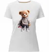 Женская премиум футболка Ведмедик зі скейтбордом Белый фото