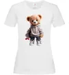 Женская футболка Ведмедик зі скейтбордом Белый фото