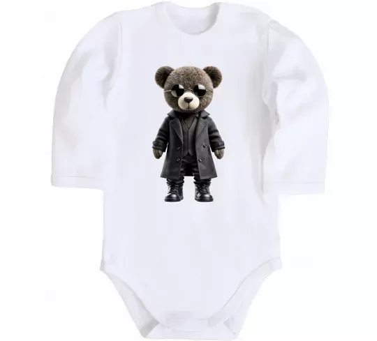 Детский боди Ведмедик в плащі Белый фото