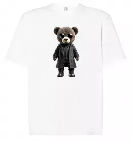 Футболка Оверсайз Ведмедик зі скейтбордом Черный фото