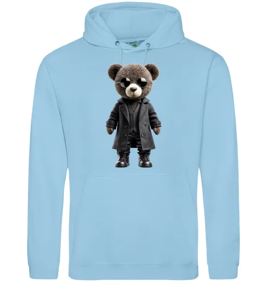 Жіноча толстовка (худі) Ведмедик в плащі Блакитний фото
