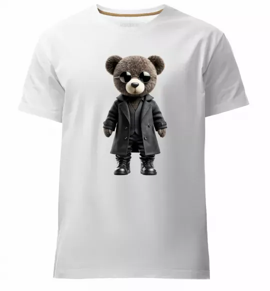 Чоловіча преміум футболка Ведмедик в плащі Білий фото
