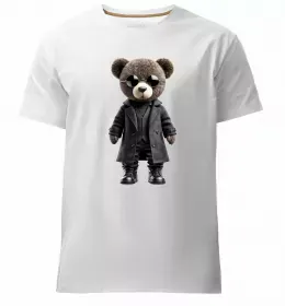 Мужская премиум футболка Ведмедик зі скейтбордом Черный фото