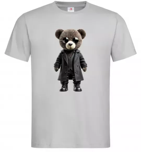 Чоловіча футболка Ведмедик в плащі Сірий фото