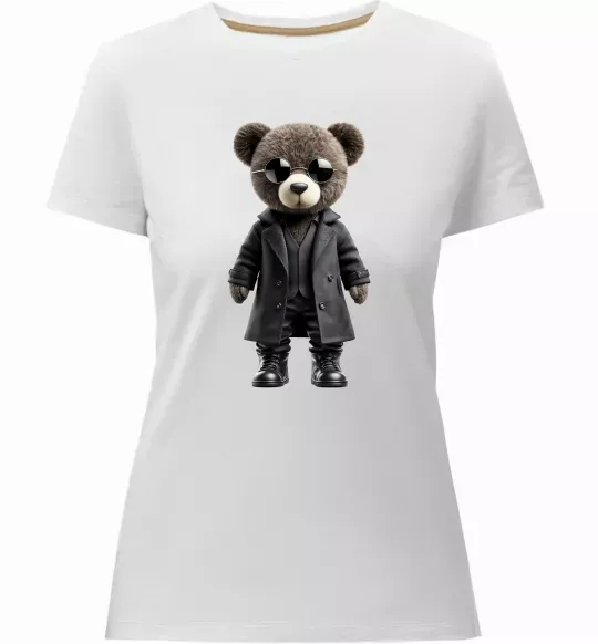Жіноча преміум футболка Ведмедик в плащі Білий фото
