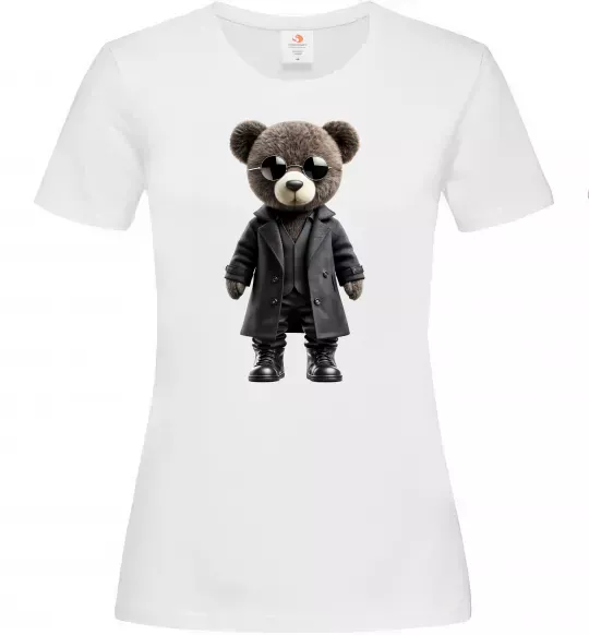 Жіноча футболка Ведмедик в плащі Білий фото