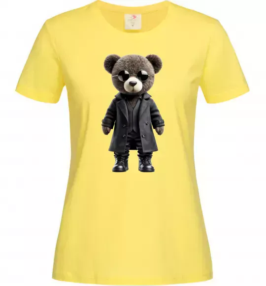 Жіноча футболка Ведмедик в плащі Лимонний фото