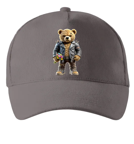 Кепка Ведмедик з квітами Серый фото