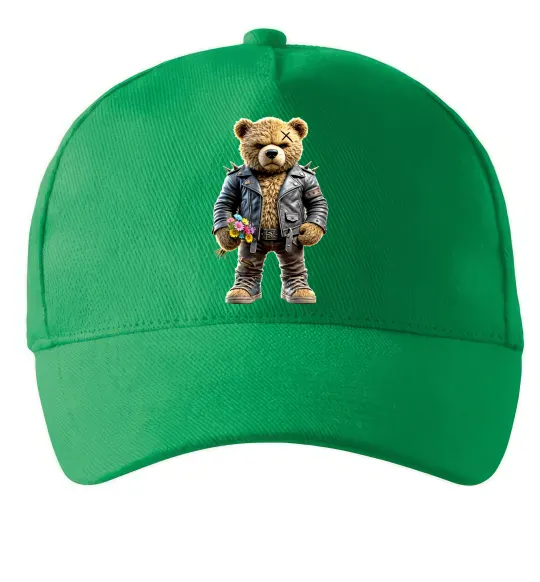 Кепка Ведмедик з квітами Зеленый фото