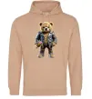 Жіноча толстовка (худі) Ведмедик з квітами Пісочний фото