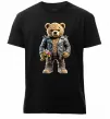 Чоловіча преміум футболка Ведмедик з квітами Чорний фото