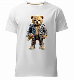 Чоловіча преміум футболка Ведмедик з квітами
