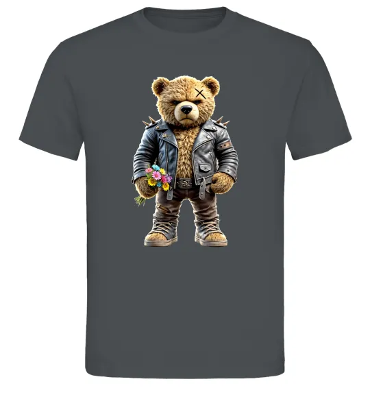 Мужская футболка Ведмедик з квітами Графит фото