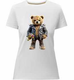 Женская премиум футболка Ведмедик з квітами