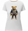 Женская премиум футболка Ведмедик з квітами Белый фото