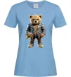 Жіноча футболка Ведмедик з квітами Блакитний Жіноча футболка Ведмедик з квітами Блакитний фото