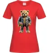Жіноча футболка Ведмедик з квітами Червоний Жіноча футболка Ведмедик з квітами Червоний фото