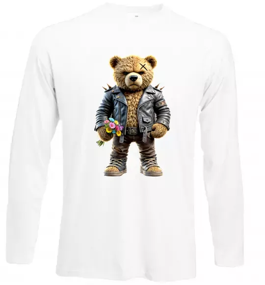 Лонгслив Ведмедик з квітами Белый фото