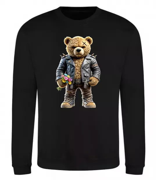 Свитшот Ведмедик з квітами Черный фото