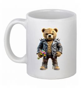 Чашка керамическая Ведмедик з квітами