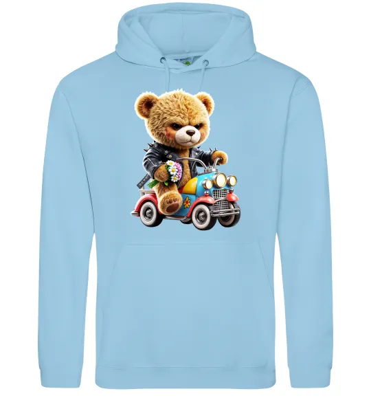 Мужская толстовка (худи) Ведмедик на машинці Голубой фото