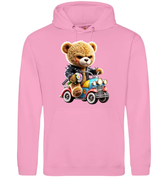 Жіноча толстовка (худі) Ведмедик на машинці Рожевий фото