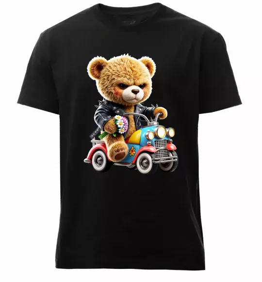 Мужская премиум футболка Ведмедик на машинці Черный фото
