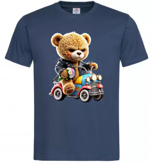 Мужская футболка Ведмедик на машинці Темно-синий фото