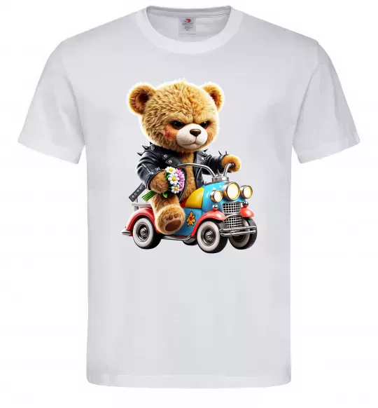 Мужская футболка Ведмедик на машинці Белый фото