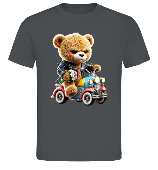 Мужская футболка Ведмедик на машинці Графит фото