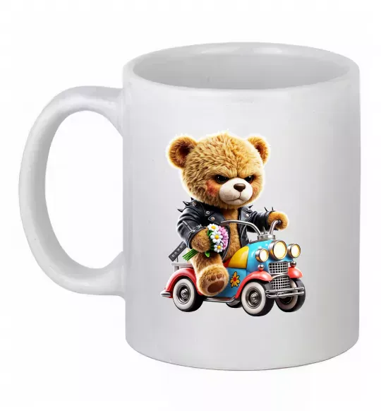Чашка керамическая Ведмедик на машинці Белый фото