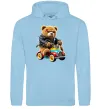 Мужская толстовка (худи) Ведмедик на машині Голубой фото