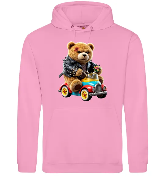 Женская толстовка (худи) Ведмедик на машині Розовый фото