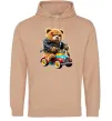 Женская толстовка (худи) Ведмедик на машині Песочный Женская толстовка (худи) Ведмедик на машині Песочный фото
