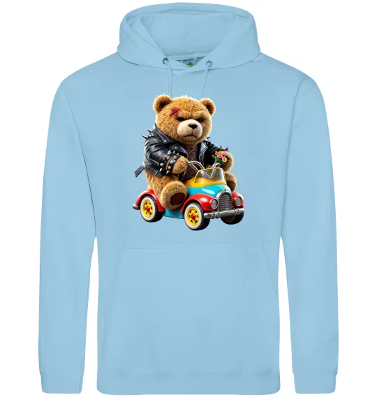 Женская толстовка (худи) Ведмедик на машині Голубой фото