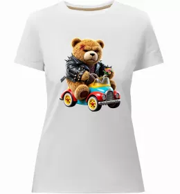 Женская премиум футболка Ведмедик зі скейтбордом Черный фото