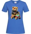 Женская футболка Ведмедик на машині Ярко-синий Женская футболка Ведмедик на машині Ярко-синий фото