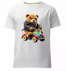 Мужская премиум футболка Ведмедик зі скейтбордом Черный фото