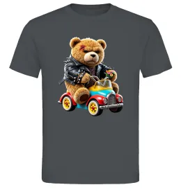 Мужская футболка Ведмедик на машині Графит фото
