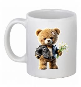 Чашка керамическая Ведмедик з букетом квітів