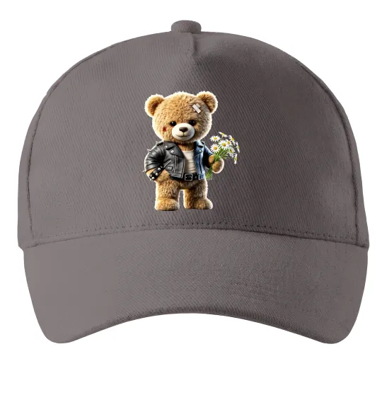 Кепка Ведмедик з букетом квітів Сірий фото