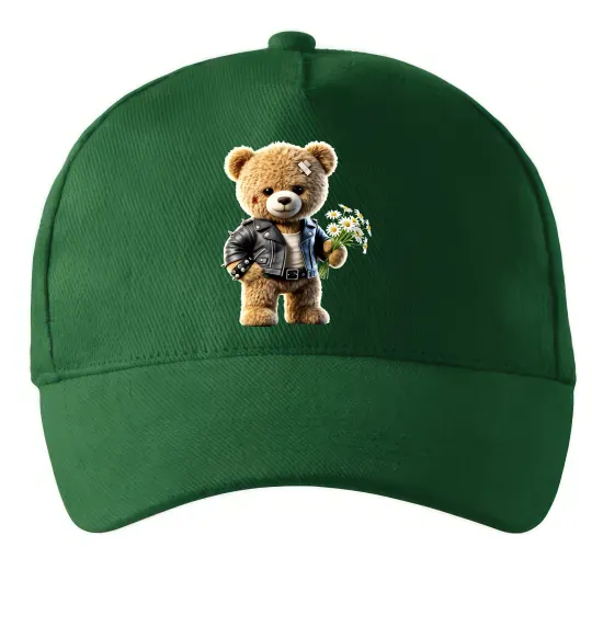 Кепка Ведмедик з букетом квітів Темно-зеленый фото