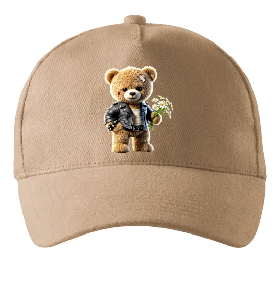 Кепка Ведмедик з букетом квітів Пісочний фото