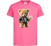 Детская футболка Ведмедик з букетом квітів Ярко-розовый фото