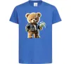 Детская футболка Ведмедик з букетом квітів Ярко-синий фото