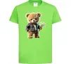 Детская футболка Ведмедик з букетом квітів Лаймовый фото