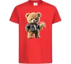 Детская футболка Ведмедик з букетом квітів Красный фото