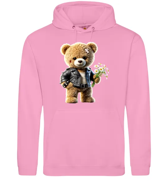 Мужская толстовка (худи) Ведмедик з букетом квітів Розовый фото