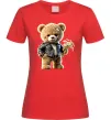 Женская футболка Ведмедик з букетом квітів Красный фото
