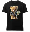 Чоловіча преміум футболка Ведмедик з букетом квітів Чорний Чоловіча преміум футболка Ведмедик з букетом квітів Чорний фото